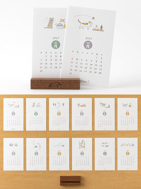 MIDORI 2027 Cat calendar illustrations by Sayo Koizumi