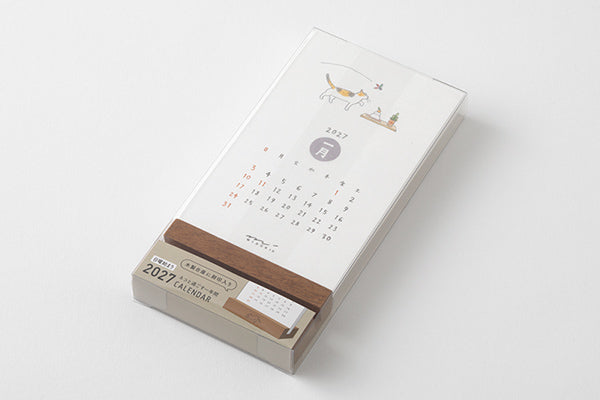 MIDORI Cat stand calendar gift box and illustration details