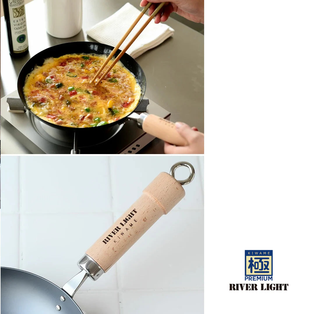 River Light Iron Frying Pan, Extreme Japan, 24 cm, Induction Compatible, Made in Japan, Wok