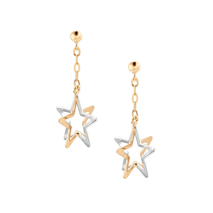 Tsutsumi 18K Yellow Gold / Platinum Star Earrings Yui mart