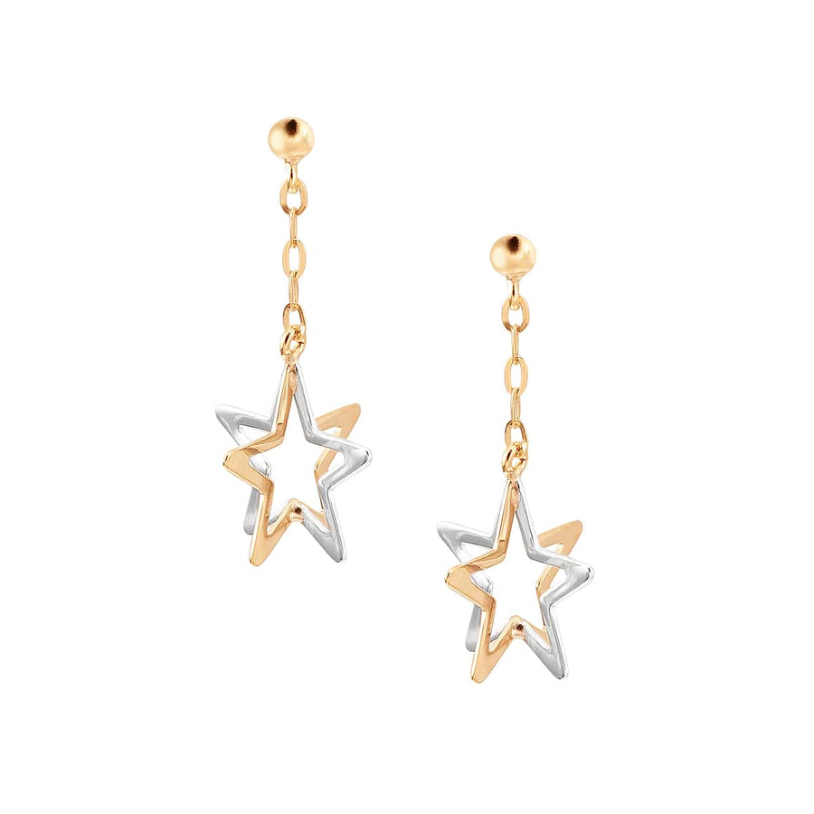 Tsutsumi 18K Yellow Gold / Platinum Star Earrings Yui mart