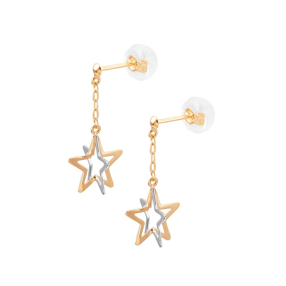 Tsutsumi 18K Yellow Gold / Platinum Star Earrings Yui mart