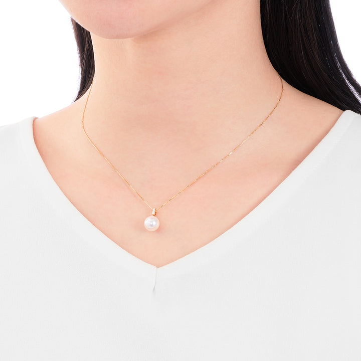 18K Yellow Gold Akoya Pearl Necklace (8mm) Yui mart