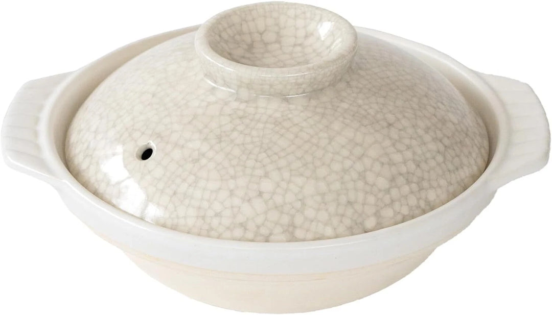 Ginpo Kannyu White Banko Donabe Clay Pot 47 fl oz / 8" dia Yui mart