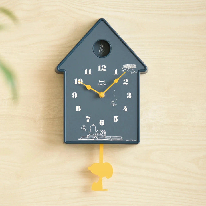 BRUNO PEANUTS Mobile Clock NIGHT Pendulum Clock Wall Clock Snoopy Blue type Yui mart