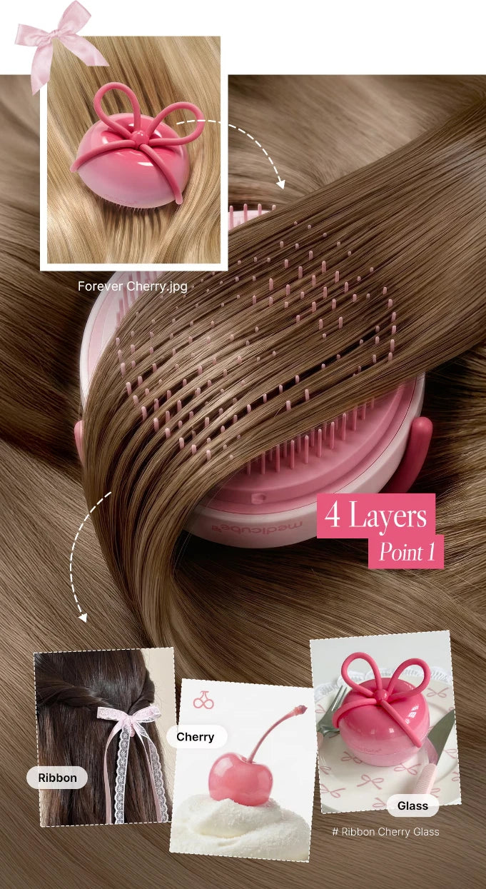 Medicube x FOREVER:CHERRY Ribbon Cherry Hair Brush Pink Medicube