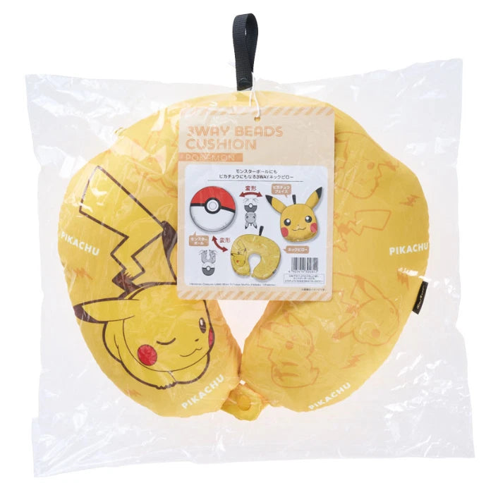 Pokemon 3Way Transforming Neck Pillow Monster Ball & Pikachu Plush Cushion Yui mart