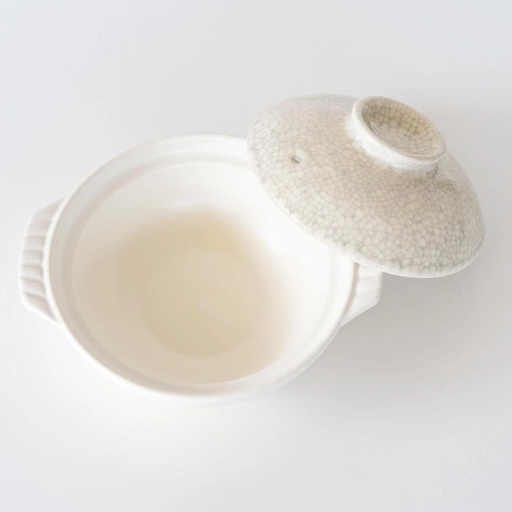Ginpo Kannyu White Banko Donabe Clay Pot 47 fl oz / 8" dia Yui mart