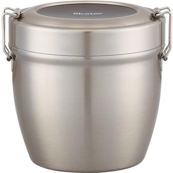 Skater antibacterial vacuum stainless donburi lunch jar 800ml basic silver front view