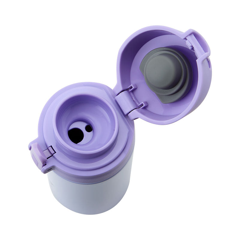 Sanrio Kuromi one-touch stainless steel bottle open lid detail