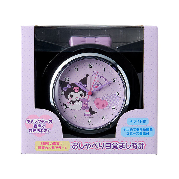 Sanrio Kuromi Snooze-n-Stop Talking Alarm Clock in package