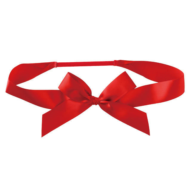 HEADS red satin ribbon elastic gift tie